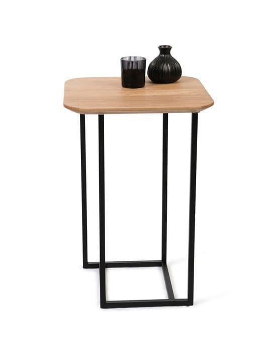 Sidobord - komplementbord - piedestalbord M2 kollektion - 1 - Block, Wild Oak, Black metal, 40x60x40