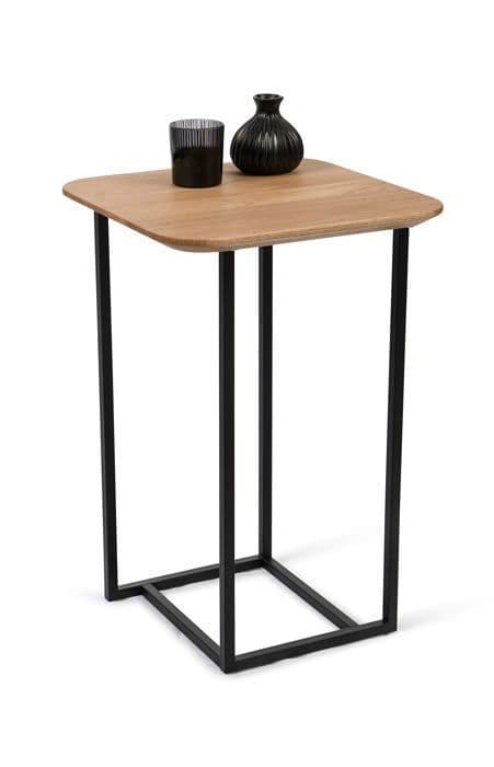 Sidobord - komplementbord - piedestalbord M2 kollektion - 1 - Block, Wild Oak, Black metal, 40x60x40
