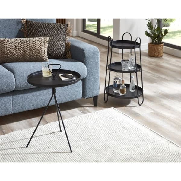 3-vånings dekorativt sidobord "Regina" 72cm Svart