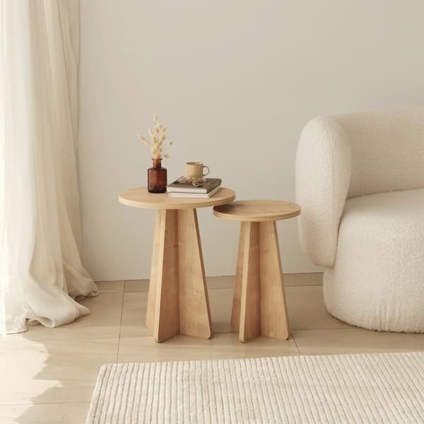 Chic Home Sieni sivupöytäsetti 2kpl, ruskea