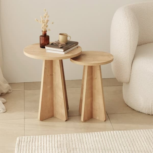 Chic Home Sieni sivupöytäsetti 2kpl, ruskea