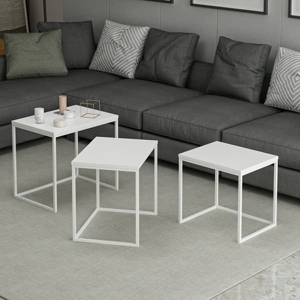 Chic Home Eva sivupöydät 40x55xK50 cm 3 kpl, valkoinen