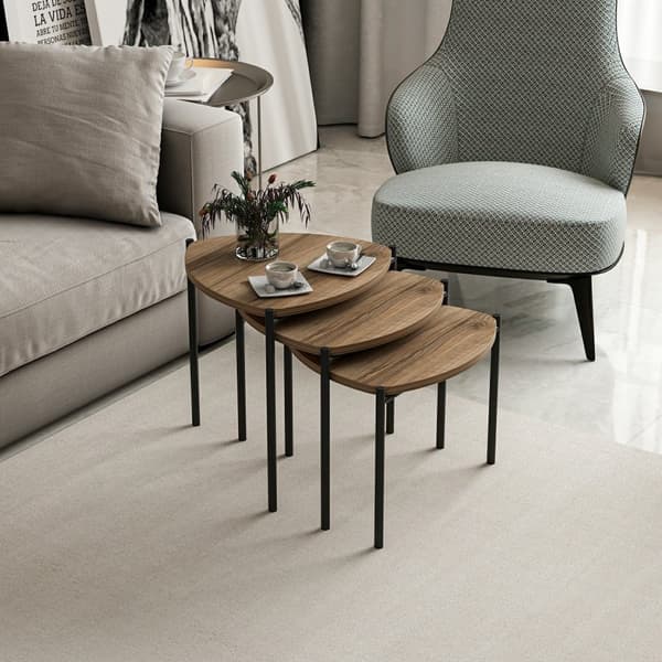 Chic Home Lennu sivupöydät 35/40/45 cm 3 kpl, ruskea/musta