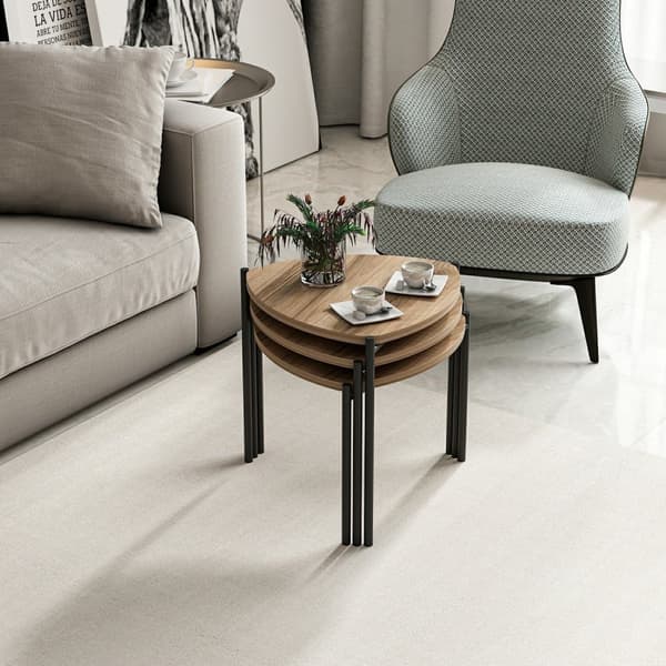 Chic Home Lennu sivupöydät 35/40/45 cm 3 kpl, ruskea/musta