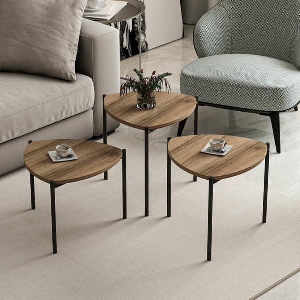 Chic Home Lennu sivupöydät 35/40/45 cm 3 kpl, ruskea/musta