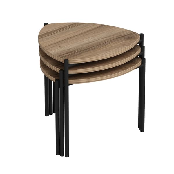 Chic Home Lennu sivupöydät 35/40/45 cm 3 kpl, ruskea/musta