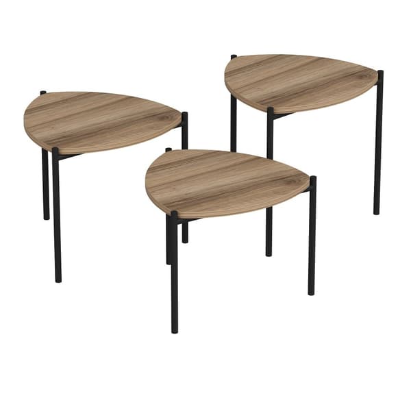 Chic Home Lennu sivupöydät 35/40/45 cm 3 kpl, ruskea/musta