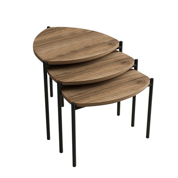 Chic Home Lennu sivupöydät 35/40/45 cm 3 kpl, ruskea/musta