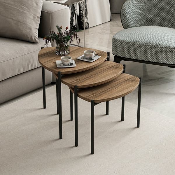 Chic Home Lennu sivupöydät 35/40/45 cm 3 kpl, ruskea/musta