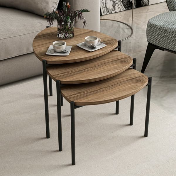 Chic Home Lennu sivupöydät 35/40/45 cm 3 kpl, ruskea/musta