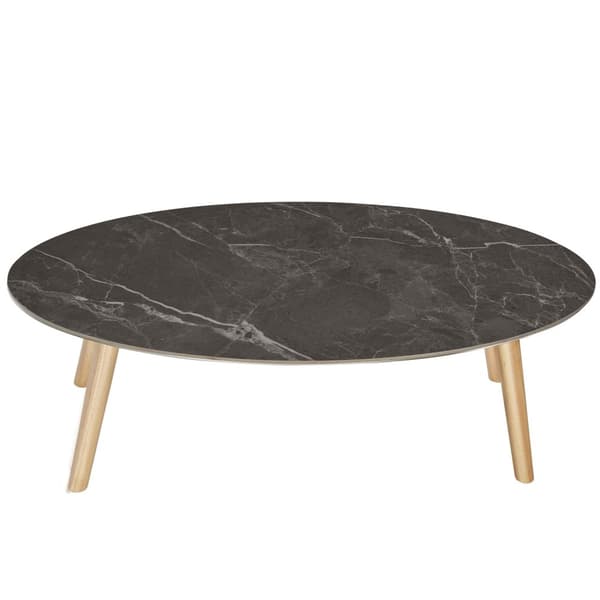 Ovalt sofabord Acerra, marmorlook 100x50x34,5 cm - natur
