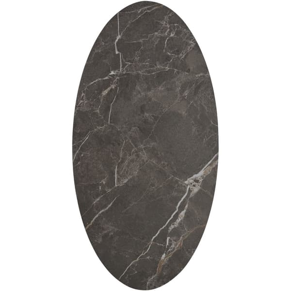 Ovalt sofabord Acerra, marmorlook 100x50x34,5 cm - sort