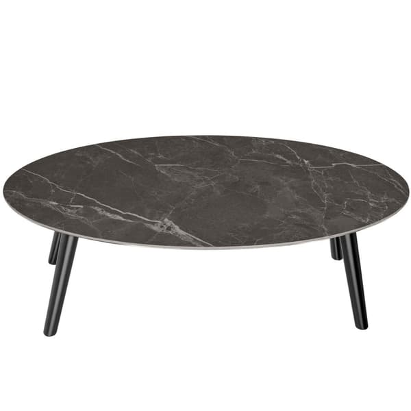 Ovalt sofabord Acerra, marmorlook 100x50x34,5 cm - sort