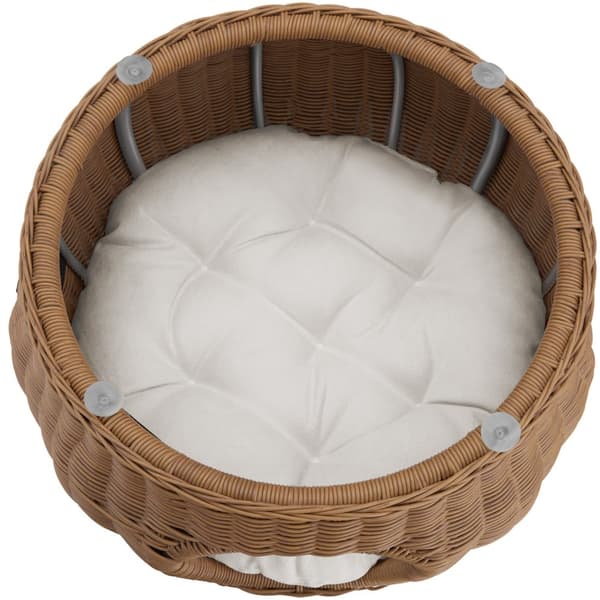 Polyrattan sofabord Tivoli med kæledyrsseng, 75 kg belastbar - natur