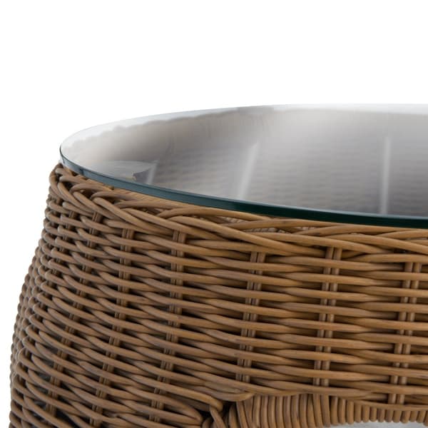 Polyrattan sofabord Tivoli med kæledyrsseng, 75 kg belastbar - natur