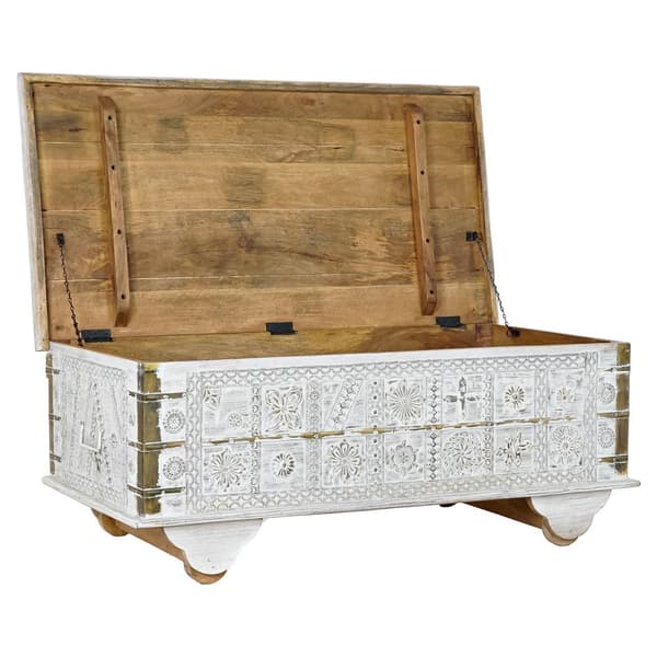 Sidobord DKD Home Decor MB-182010 Vit Gyllene Metall Mangoträ 115 x 60 x 45 cm