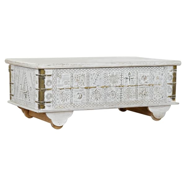 Sidobord DKD Home Decor MB-182010 Vit Gyllene Metall Mangoträ 115 x 60 x 45 cm