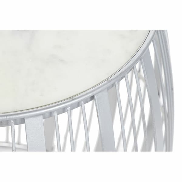 Sidobord DKD Home Decor Vit Marmor Järn Silvrig (46 x 46 x 41 cm)