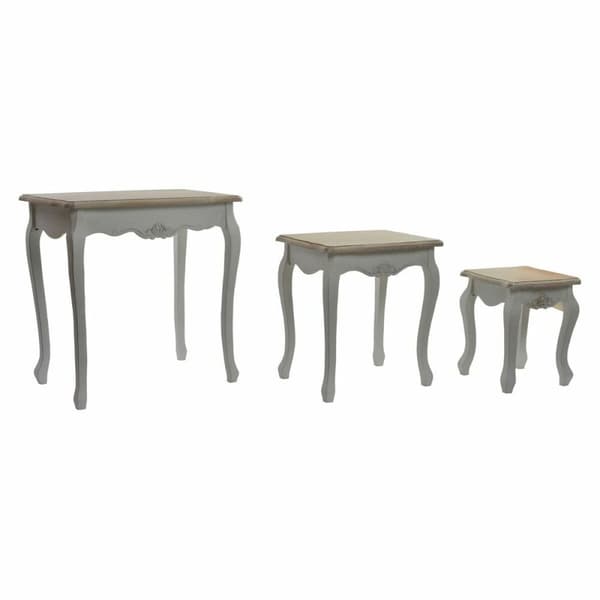 3-bordsset DKD Home Decor Trä Vit (60 x 40 x 61 cm) (3 pcs)