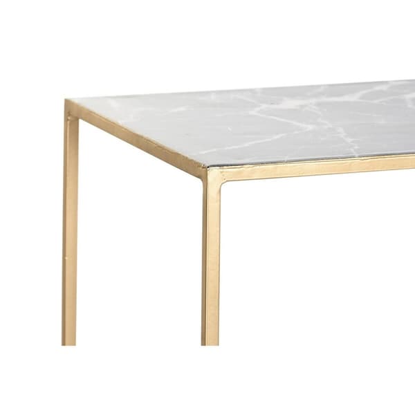 2-bordsset DKD Home Decor Vit Svart Gyllene 100 x 28 x 80 cm