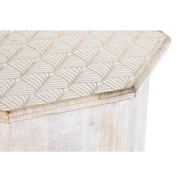 Sidobord DKD Home Decor 49 x 49 x 53,5 cm Brun Vit Mangoträ