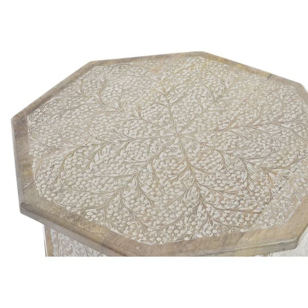 Sidobord DKD Home Decor 49 x 49 x 53,5 cm Brun Vit Mangoträ
