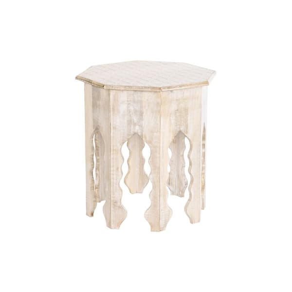 Sidobord DKD Home Decor 49 x 49 x 53,5 cm Brun Vit Mangoträ