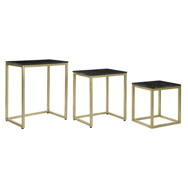 3-bordsset DKD Home Decor Svart Gyllene 50 x 35 x 60 cm
