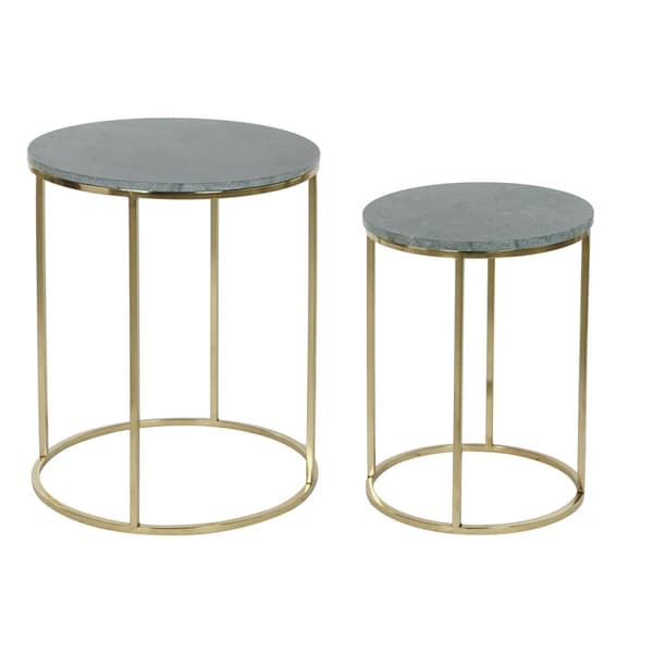 2-bordsset DKD Home Decor Grön Gyllene 46 x 46 x 58 cm