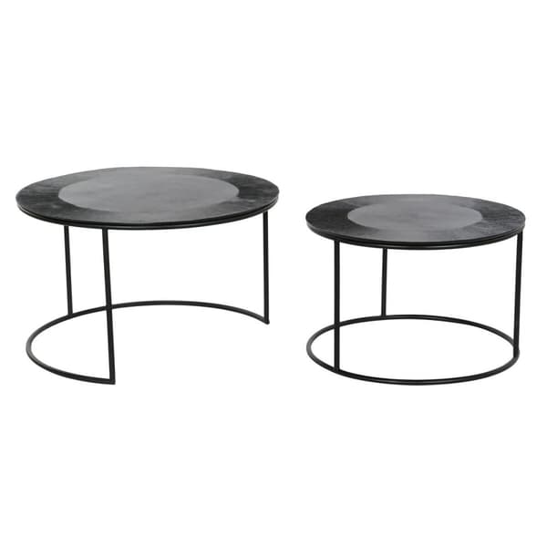 2-bordsset DKD Home Decor Svart Metall Aluminium 76 x 76 x 44 cm