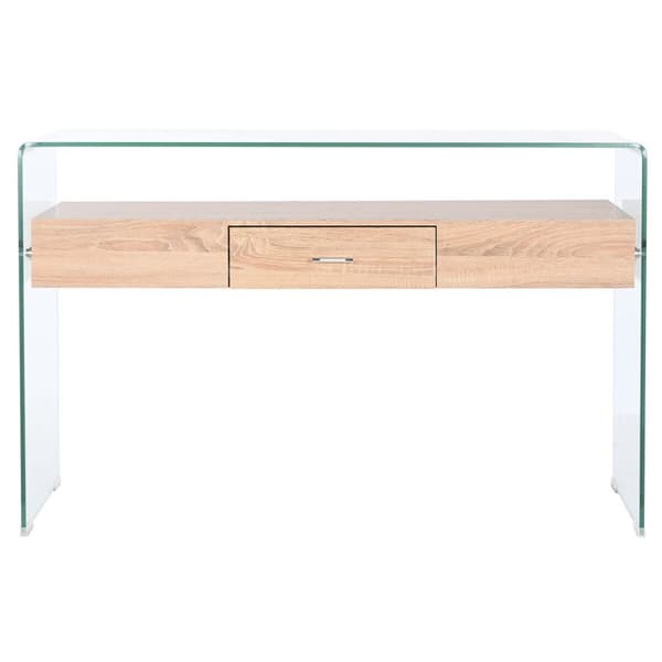 Konsol DKD Home Decor Transparent Ljusbrun Glas Trä MDF 120 x 35 x 80 cm