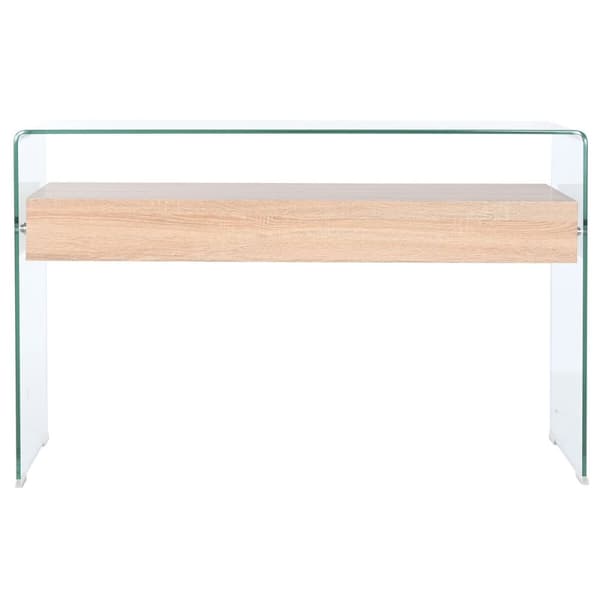 Konsol DKD Home Decor Transparent Ljusbrun Glas Trä MDF 120 x 35 x 80 cm
