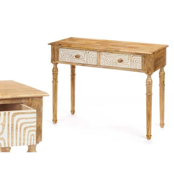 Hallmöbel med 2 lådor Gift Decor 34 Vit Brun 98 x 77 x 42 cm Kurva