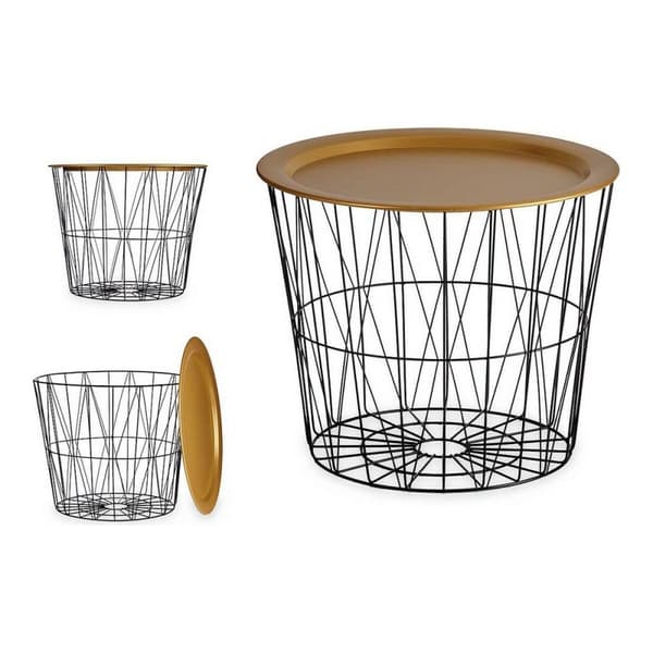 Sofabord Sort Gylden Metal 52 x 40 x 52 cm