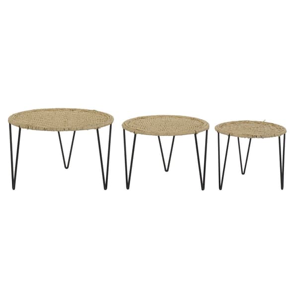 Sæt med 3 borde DKD Home Decor Brun Sort Natur 62 x 62 x 40 cm 62 x 62 x 40,5 cm