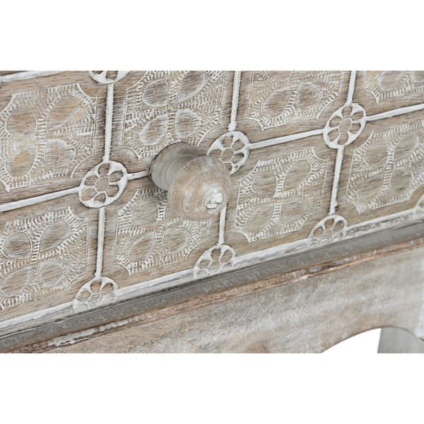 Entrebord med 2 skuffer DKD Home Decor Hvid Brun 91 x 42 x 81 cm