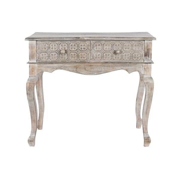 Entrebord med 2 skuffer DKD Home Decor Hvid Brun 91 x 42 x 81 cm