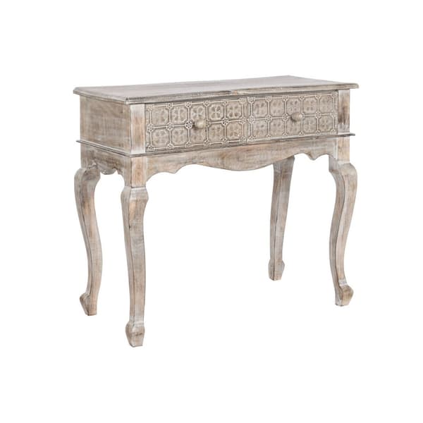 Entrebord med 2 skuffer DKD Home Decor Hvid Brun 91 x 42 x 81 cm