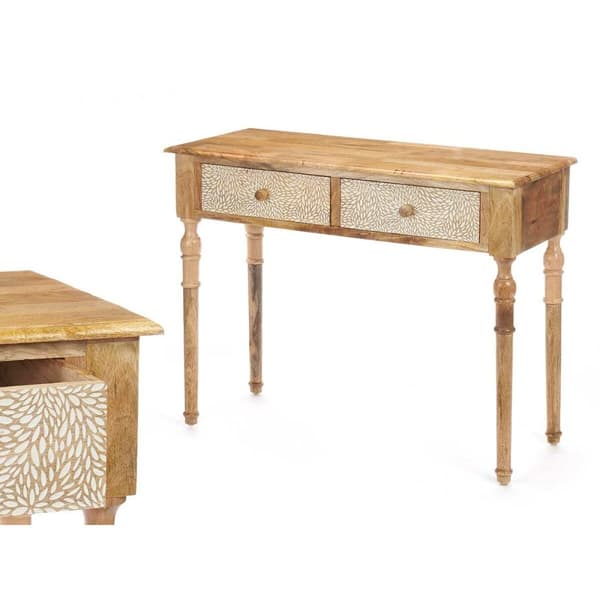 Entrebord med 2 skuffer Gift Decor 33 Hvid Brun 98 x 77 x 42 cm Ark