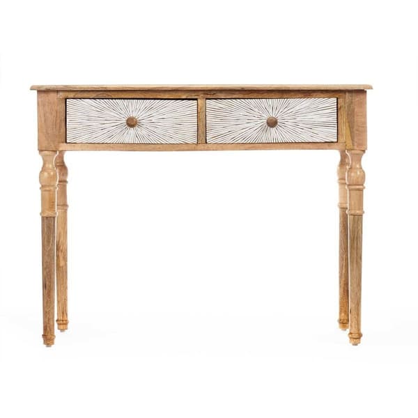 Entrebord med 2 skuffer Gift Decor 35 Hvid Brun 98 x 77 x 42 cm Striber