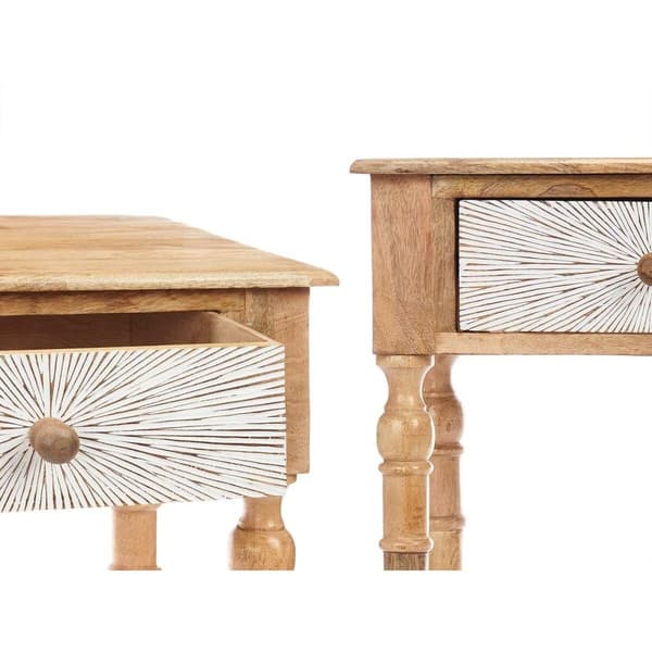 Entrebord med 2 skuffer Gift Decor 35 Hvid Brun 98 x 77 x 42 cm Striber