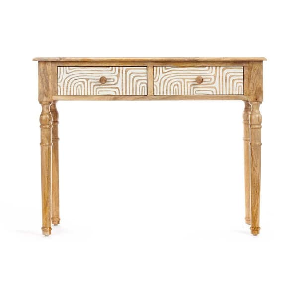 Entrebord med 2 skuffer Gift Decor 34 Hvid Brun 98 x 77 x 42 cm Kurve