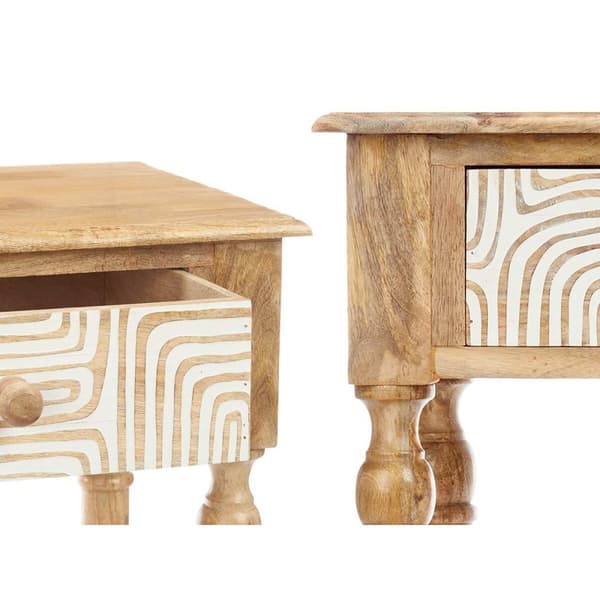 Entrebord med 2 skuffer Gift Decor 34 Hvid Brun 98 x 77 x 42 cm Kurve