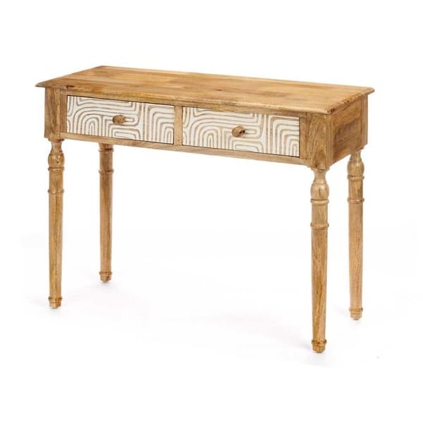 Entrebord med 2 skuffer Gift Decor 34 Hvid Brun 98 x 77 x 42 cm Kurve