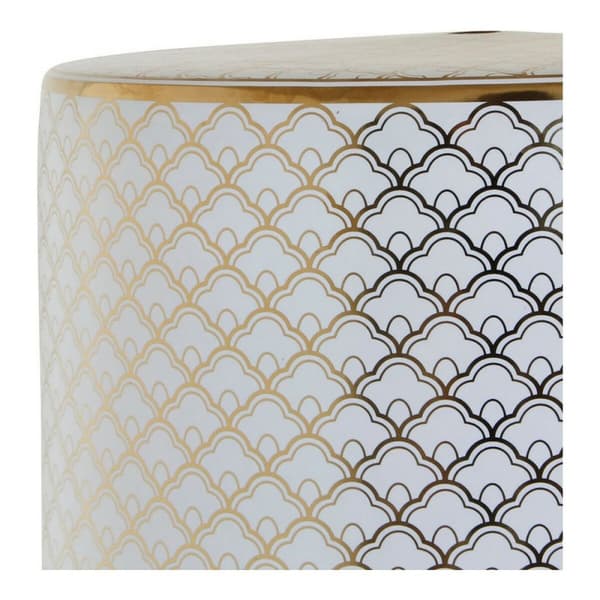 Sidebord DKD Home Decor Hvit Porselen Gyllen (33 x 33 x 42 cm)