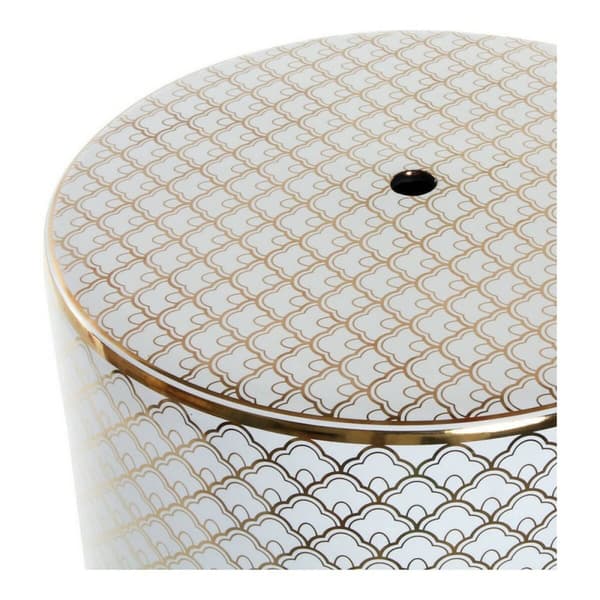 Sidebord DKD Home Decor Hvit Porselen Gyllen (33 x 33 x 42 cm)