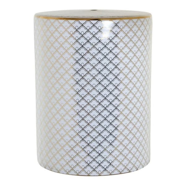 Sidebord DKD Home Decor Hvit Porselen Gyllen (33 x 33 x 42 cm)