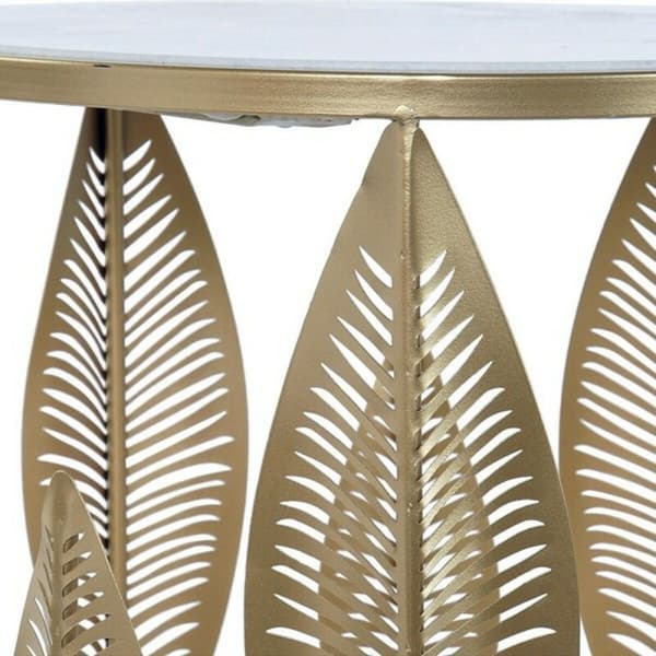 Sidebord DKD Home Decor Gyllen Metall Marmor 42 x 42 x 65,5 cm