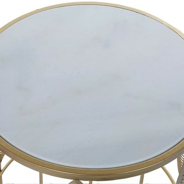 Sidebord DKD Home Decor Gyllen Metall Marmor 42 x 42 x 65,5 cm