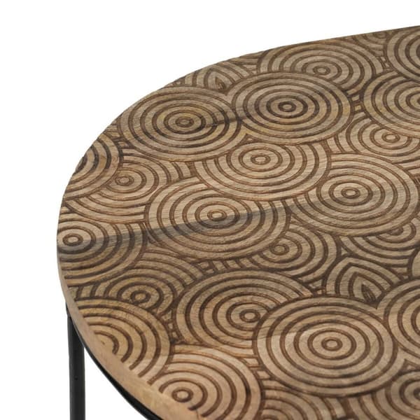 Sidebord 60 x 39,5 x 60 cm Naturell Svart Metall Tre (2 enheter)